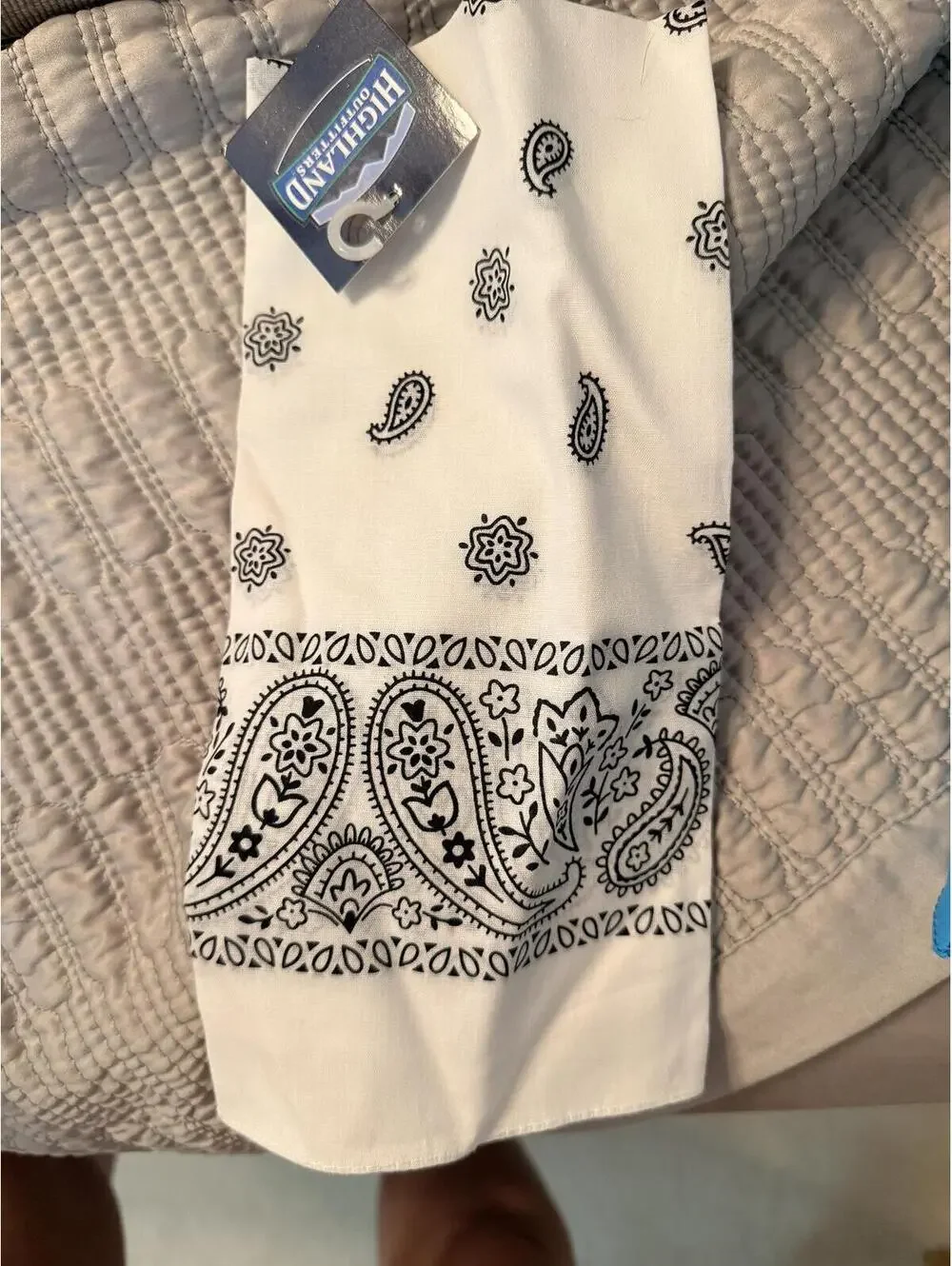 Highland White and Black Paisley Bandana Scarf